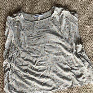 Le Zoe womens top blue-grey silver with gold flecks
